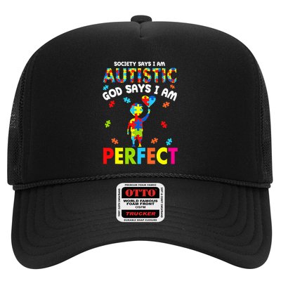 Society Says I'm Autistic God Says I'm Perfect Autism Gifts Trucker Hat