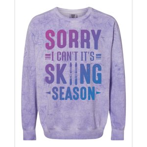 Skiier Sorry I Cant It Is Skiing Season Winter Ski Gift Colorblast Crewneck Sweatshirt