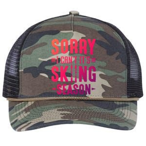 Skiier Sorry I Cant It Is Skiing Season Winter Ski Gift Retro Rope Trucker Hat Cap