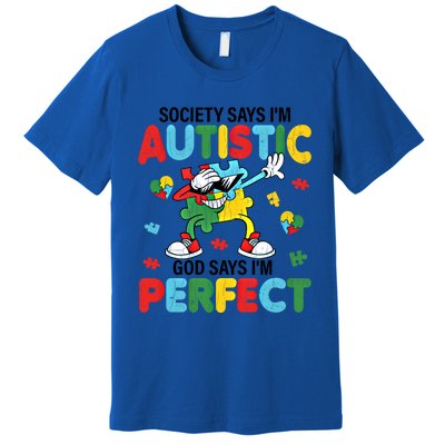 Society Says I Am Autistic Funny Autism Awareness Graphic Gift Premium T-Shirt