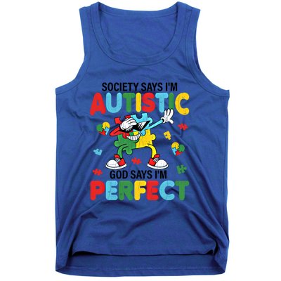 Society Says I Am Autistic Funny Autism Awareness Graphic Gift Tank Top