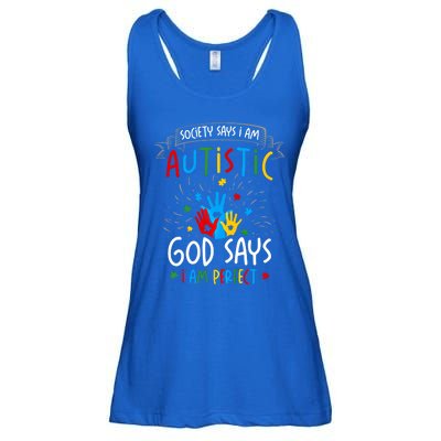 Society Says I Am Autistic God Says I Am Perfect Autism Gift Ladies Essential Flowy Tank