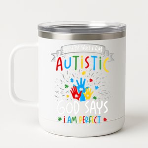 Society Says I Am Autistic God Says I Am Perfect Autism Gift 12 oz Stainless Steel Tumbler Cup