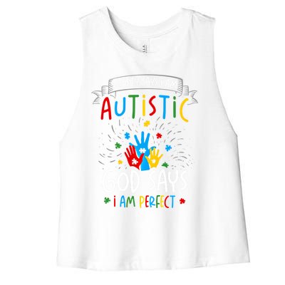 Society Says I Am Autistic God Says I Am Perfect Autism Gift Women's Racerback Cropped Tank