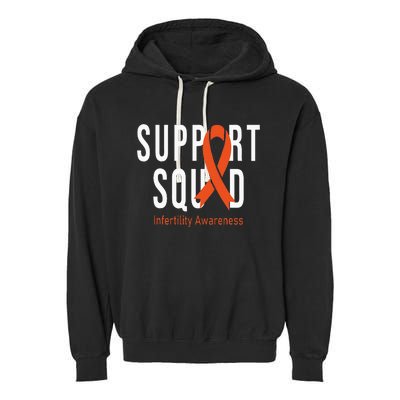 Support Squad Infertility Awareness Orange Ribbon Month Garment-Dyed Fleece Hoodie