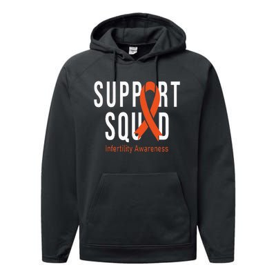 Support Squad Infertility Awareness Orange Ribbon Month Performance Fleece Hoodie