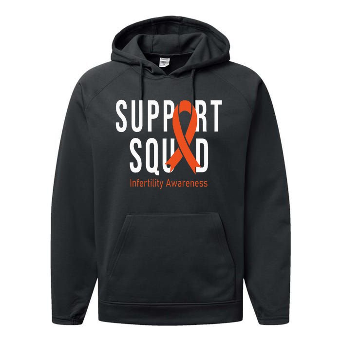 Support Squad Infertility Awareness Orange Ribbon Month Performance Fleece Hoodie