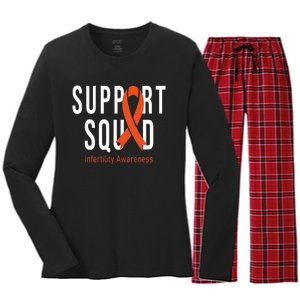 Support Squad Infertility Awareness Orange Ribbon Month Women's Long Sleeve Flannel Pajama Set 