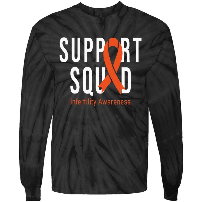 Support Squad Infertility Awareness Orange Ribbon Month Tie-Dye Long Sleeve Shirt