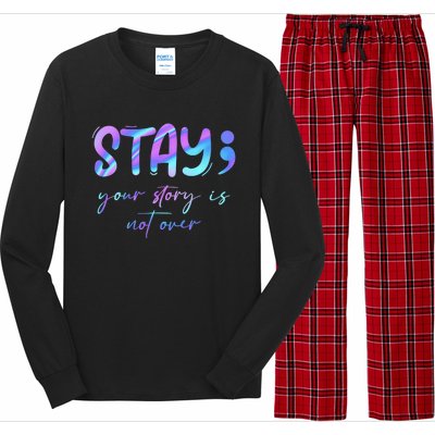 Stay Story Is Not Over Yet Semicolon Suicidal Prevention Mental Health Long Sleeve Pajama Set