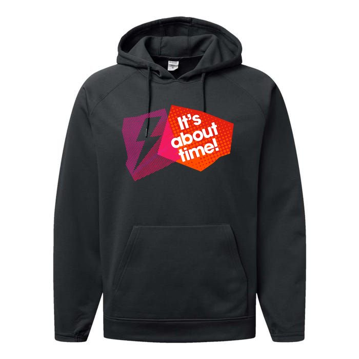 Sarah Slogan Its About Time Performance Fleece Hoodie