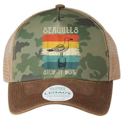 Seagulls Stop It Now Bird Lover 80s Retro Funny Seagull Legacy Tie Dye Trucker Hat