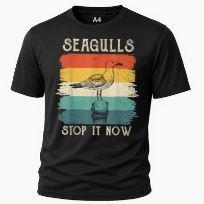 Seagulls Stop It Now Bird Lover 80s Retro Funny Seagull Performance Shirt