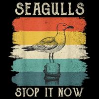 Seagulls Stop It Now Bird Lover 80s Retro Funny Seagull Sustainable Bucket Hat