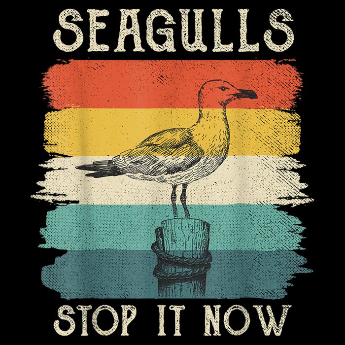 Seagulls Stop It Now Bird Lover 80s Retro Funny Seagull Button