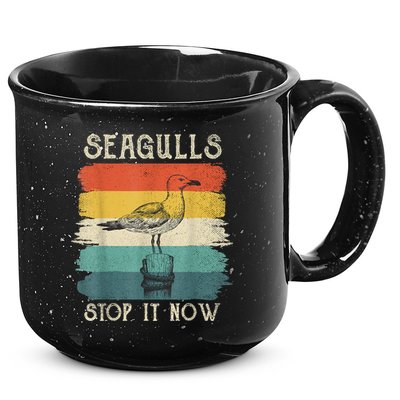 Seagulls Stop It Now Bird Lover 80s Retro Funny Seagull 15oz Campfire Ceramic Mug
