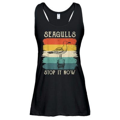 Seagulls Stop It Now Bird Lover 80s Retro Funny Seagull Ladies Essential Flowy Tank
