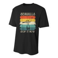 Seagulls Stop It Now Bird Lover 80s Retro Funny Seagull Youth Performance Sprint T-Shirt