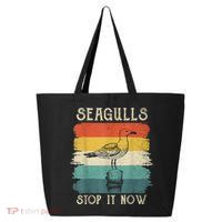 Seagulls Stop It Now Bird Lover 80s Retro Funny Seagull 25L Jumbo Tote
