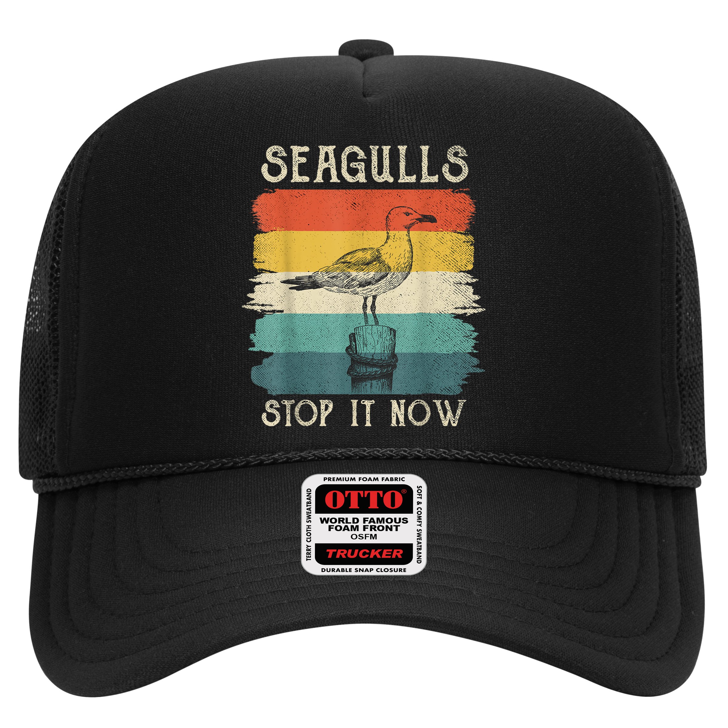 Seagulls Stop It Now Bird Lover 80s Retro Funny Seagull Hat