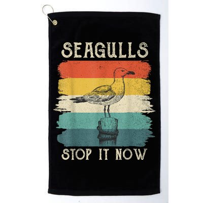 Seagulls Stop It Now Bird Lover 80s Retro Funny Seagull Golf Towel