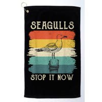 Seagulls Stop It Now Bird Lover 80s Retro Funny Seagull Golf Towel