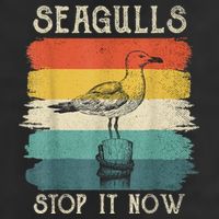 Seagulls Stop It Now Bird Lover 80s Retro Funny Seagull Golf Towel