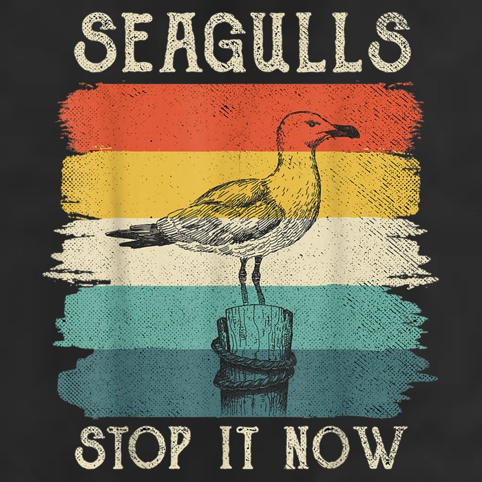 Seagulls Stop It Now Bird Lover 80s Retro Funny Seagull Golf Towel