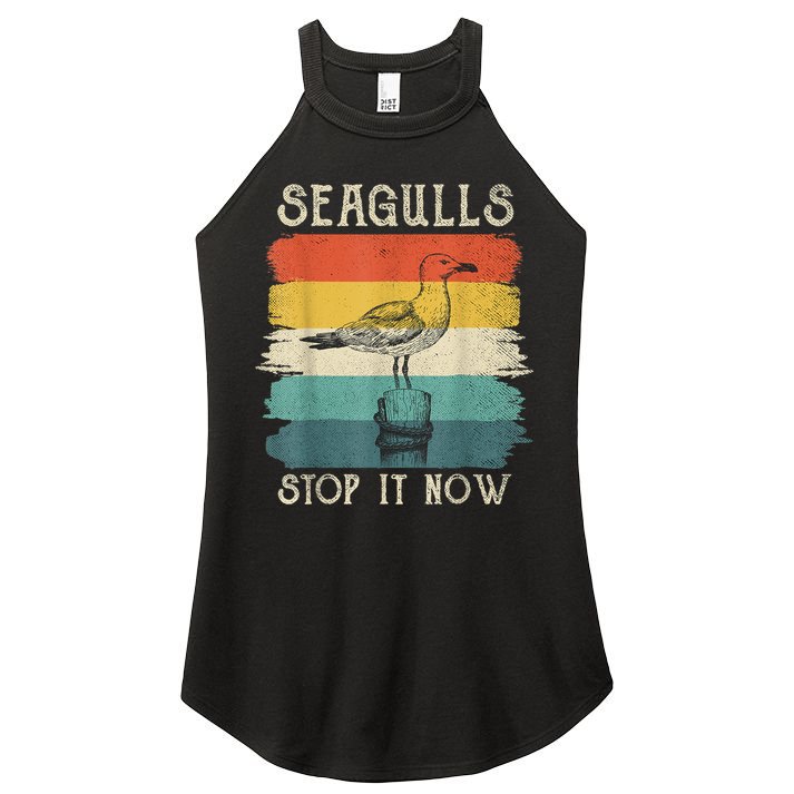 Seagulls Stop It Now Bird Lover 80s Retro Funny Seagull Women's Perfect Tri Rocker Tank