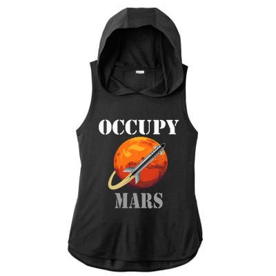 Scifi Space Interstellar Rocket Starship Occupy Mars Ladies PosiCharge Tri-Blend Wicking Draft Hoodie Tank