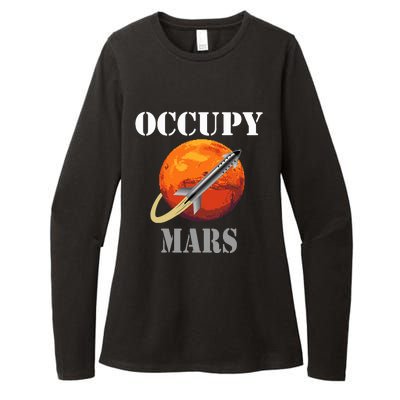 Scifi Space Interstellar Rocket Starship Occupy Mars Womens CVC Long Sleeve Shirt