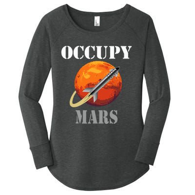 Scifi Space Interstellar Rocket Starship Occupy Mars Women's Perfect Tri Tunic Long Sleeve Shirt