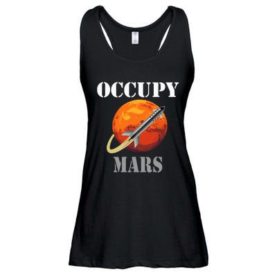 Scifi Space Interstellar Rocket Starship Occupy Mars Ladies Essential Flowy Tank