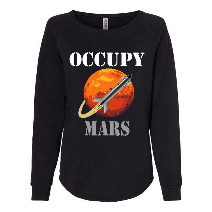 Scifi Space Interstellar Rocket Starship Occupy Mars Womens California Wash Sweatshirt