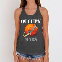 Scifi Space Interstellar Rocket Starship Occupy Mars Women's Knotted Racerback Tank