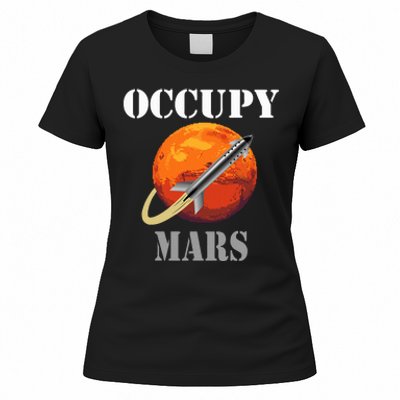 Scifi Space Interstellar Rocket Starship Occupy Mars Women's T-Shirt