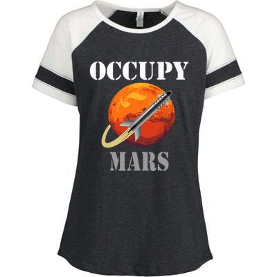 Scifi Space Interstellar Rocket Starship Occupy Mars Enza Ladies Jersey Colorblock Tee