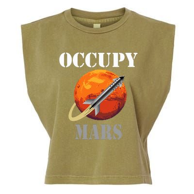 Scifi Space Interstellar Rocket Starship Occupy Mars Garment-Dyed Women's Muscle Tee