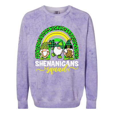 Shenanigans Squad Irish Gnomes Rainbow Leopard Patrick's Day Colorblast Crewneck Sweatshirt