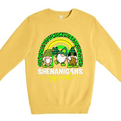 Shenanigans Squad Irish Gnomes Rainbow Leopard Patrick's Day Premium Crewneck Sweatshirt