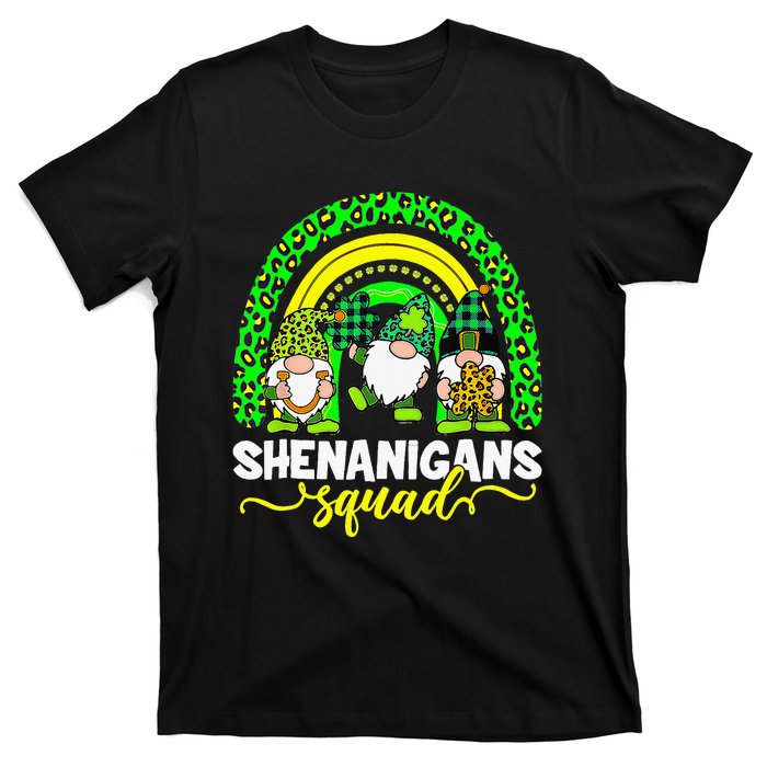 Shenanigans Squad Irish Gnomes Rainbow Leopard Patrick's Day T-Shirt