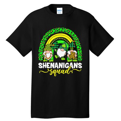 Shenanigans Squad Irish Gnomes Rainbow Leopard Patrick's Day Tall T-Shirt