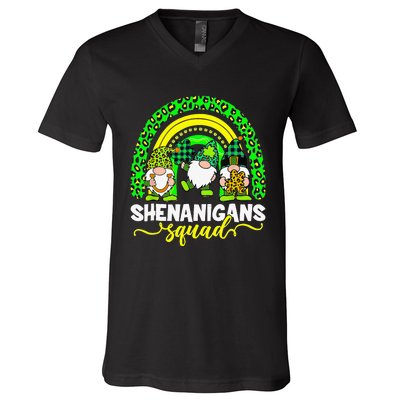 Shenanigans Squad Irish Gnomes Rainbow Leopard Patrick's Day V-Neck T-Shirt