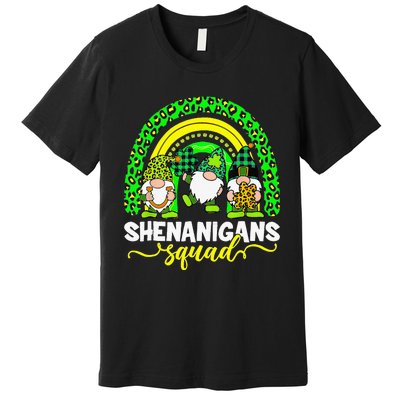 Shenanigans Squad Irish Gnomes Rainbow Leopard Patrick's Day Premium T-Shirt