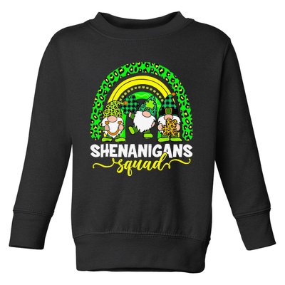 Shenanigans Squad Irish Gnomes Rainbow Leopard Patrick's Day Toddler Sweatshirt