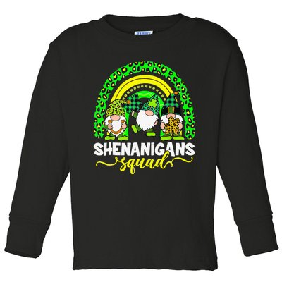 Shenanigans Squad Irish Gnomes Rainbow Leopard Patrick's Day Toddler Long Sleeve Shirt