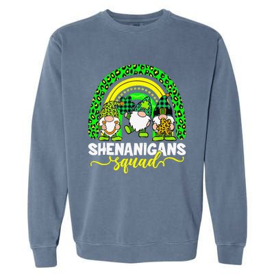 Shenanigans Squad Irish Gnomes Rainbow Leopard Patrick's Day Garment-Dyed Sweatshirt