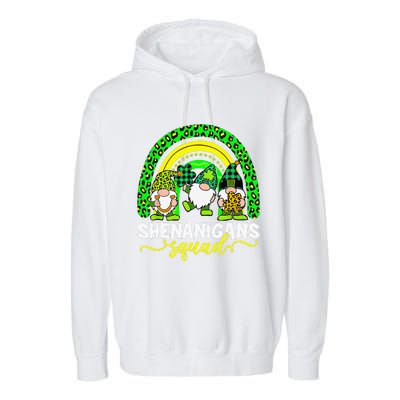 Shenanigans Squad Irish Gnomes Rainbow Leopard Patrick's Day Garment-Dyed Fleece Hoodie