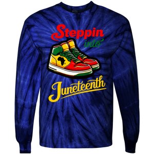 Shoes Steppin Into Juneteenth African American Tie-Dye Long Sleeve Shirt