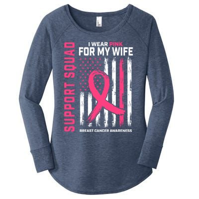 Support Squad I Wear Pink Wife Breast Cancer Awareness Flag Gift Women's Perfect Tri Tunic Long Sleeve Shirt